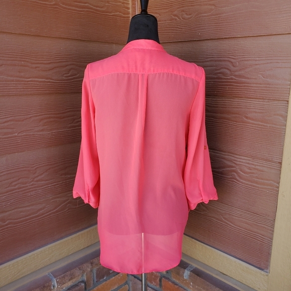 A. Byer Women's Coral Pink 3/4 Sleeve Blouse Size Medium EUC - Picture 4 of 14